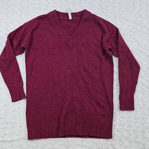 Athleta Wool Cashmere V-Neck Tunic Sweater SIZE XS Mulberry Wine Red  #500937